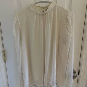 LOFT Cream Blouse with polka dots